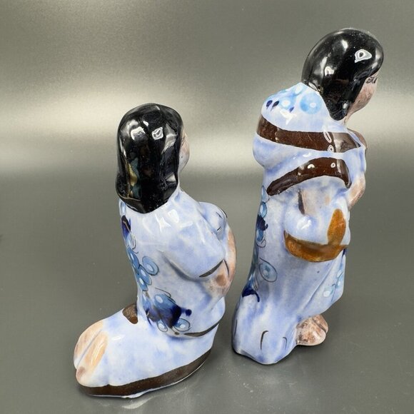 Vintage Mexican Pottery Hand Painted Blue Tonala Nativity Figurine Shepherds Set - Picture 5 of 6